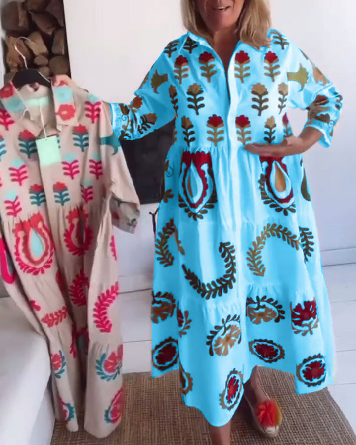 Robe fleurie midi fluide, mode printemps-été, élégance féminine et confort.