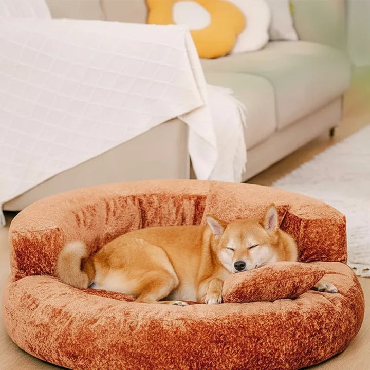 Couchage rond douillet "Donut" pour animaux, idéal pour le confort et la détente de votre chat.