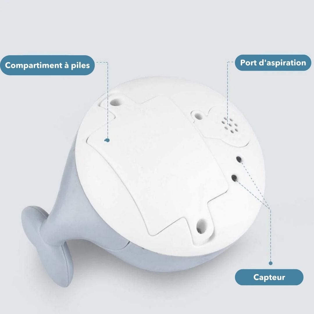 Adorable baleine lumineuse, jouet de bain éducatif et stimulant pour l'éveil sensoriel des tout-petits.