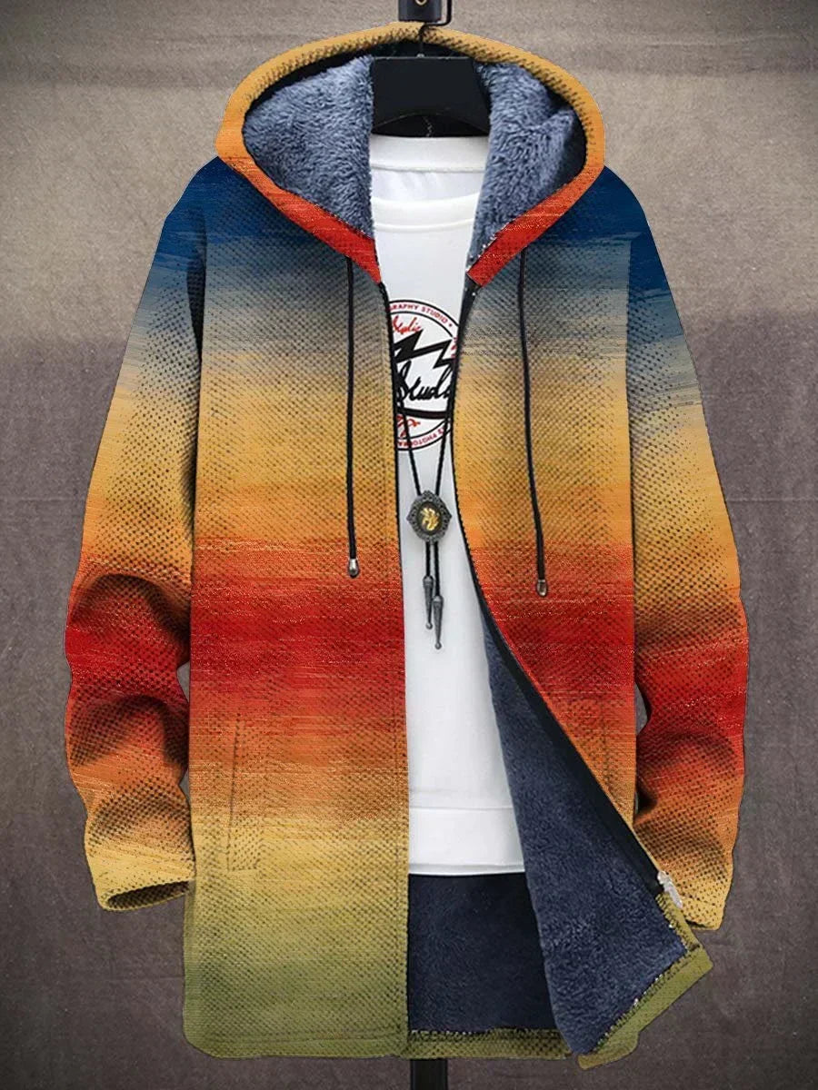 Vue arrière de la veste polaire femme à capuche, présentant l'intégralité de son imprimé artistique streetwear.