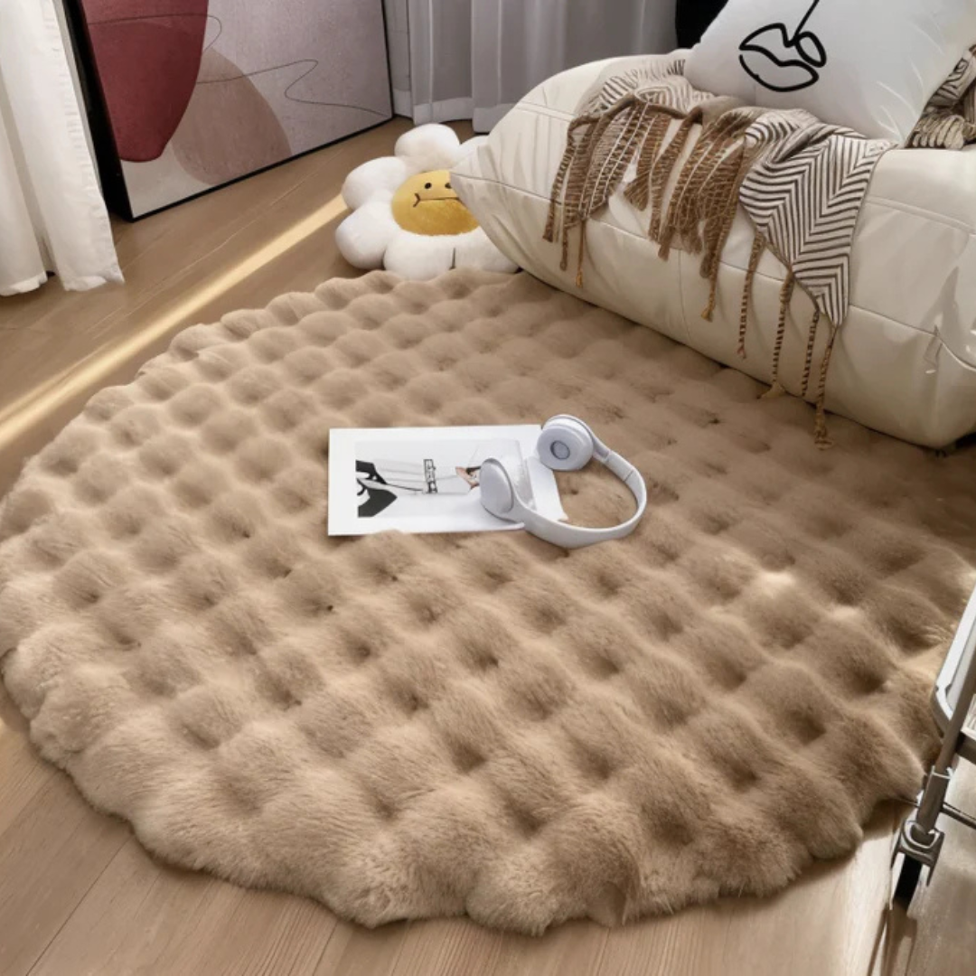 Tapis rond en polaire douce de 80 cm, idéal pour la décoration intérieure de maison.