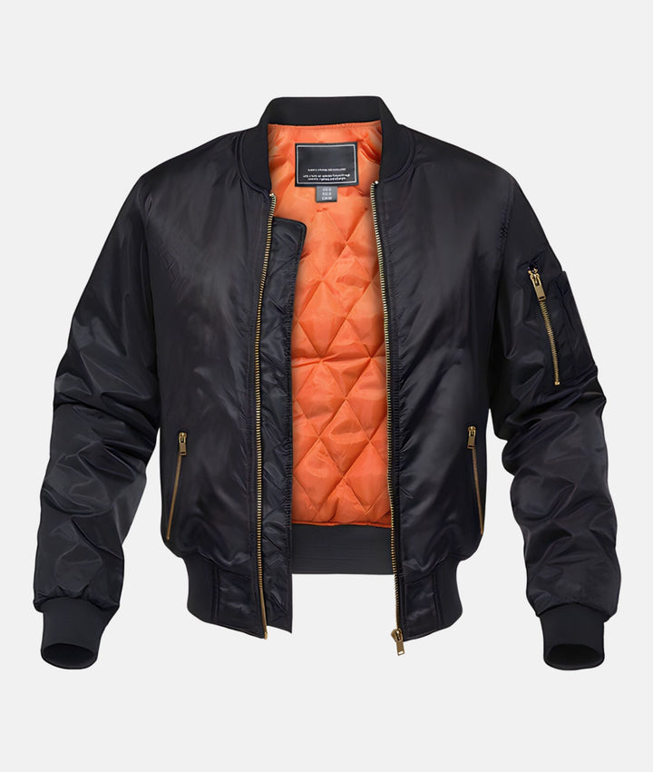Blouson bomber pilote homme classique, confortable pour automne/hiver. Disponible en bleu, noir, vert. Veste mode masculine.