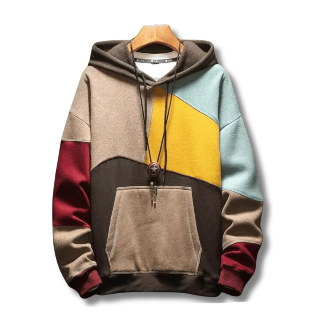 Sweat à capuche homme moderne, couleurs vives, style urbain tendance pour confort quotidien.