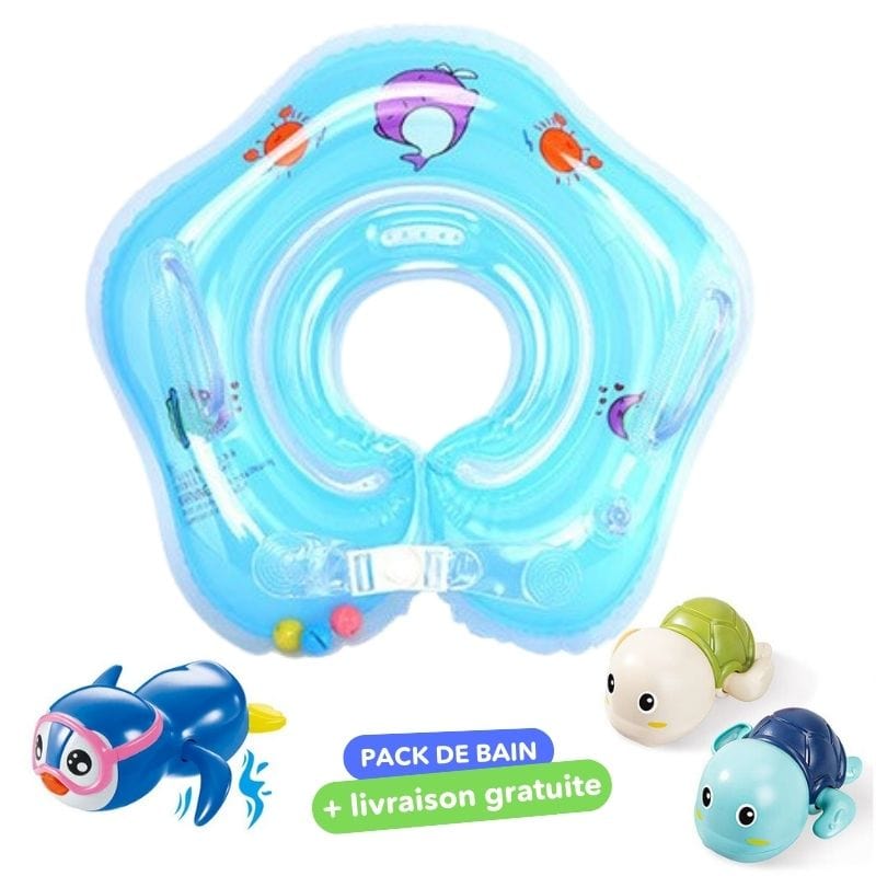 Flotteur d'éveil bébé tortue nageuse, sûr et confortable pour le bain ou la piscine, favorise le développement.