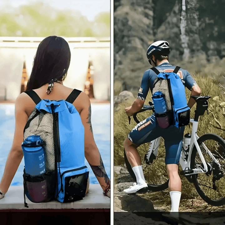 Sac à dos filet respirant pour la plage et le sport, permet un séchage rapide des affaires mouillées. Léger, pratique.