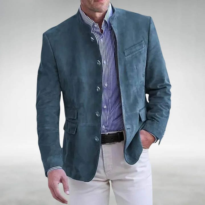 Veste homme Julian polyvalente bleue, style chic décontracté. Parfaite pour toute occasion, look moderne casual.