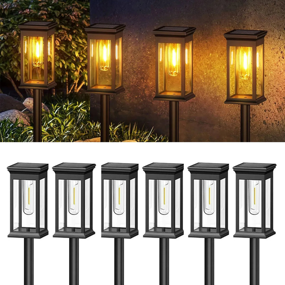Balise lumineuse solaire rectangulaire, offre un éclairage jardin puissant et économe en énergie.