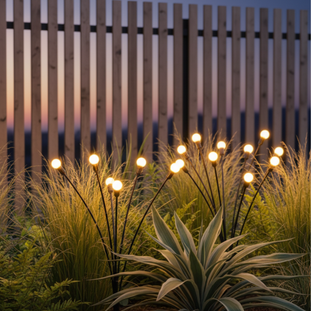 Luminaire solaire écologique pour jardin, lampe LED étanche, sans câblage.