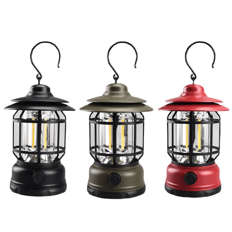 Lampe de camping portable rétro, facile à transporter pour toutes vos aventures et lumières extérieures.