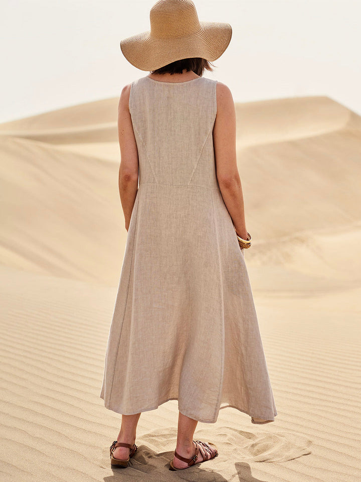 Belle robe d'été pour femme, coupe décontractée et pratique avec ses poches.