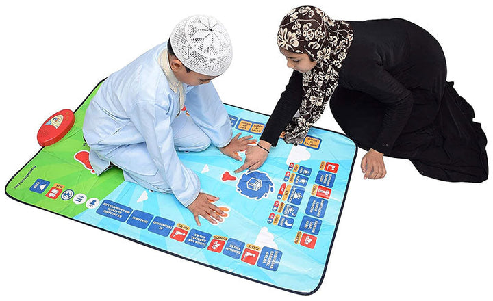 Tapis de prière interactif éducatif pour enfant, apprend la salat et l'islam de façon ludique.