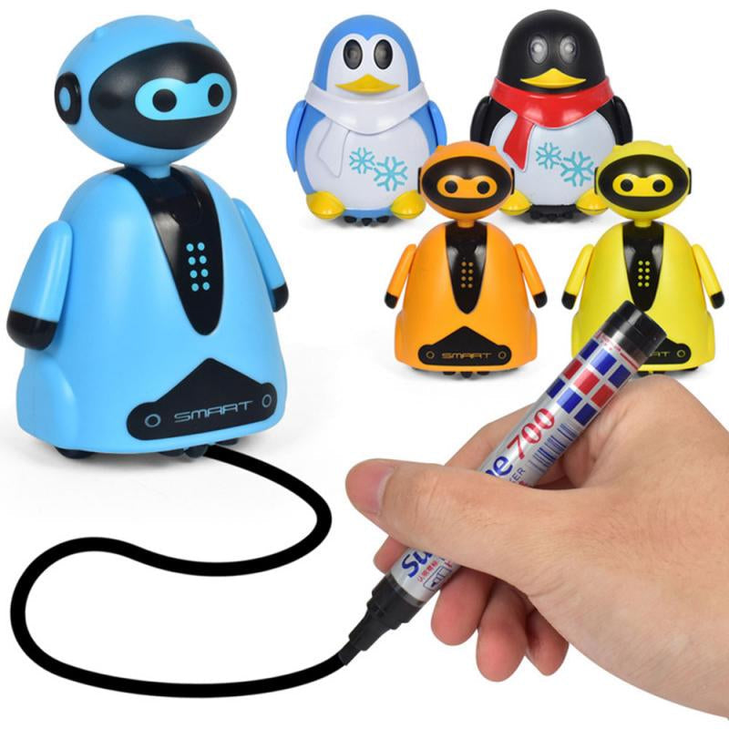 Robot jouet interactif pour enfants, suiveur de ligne, développe la créativité et l'apprentissage ludique.