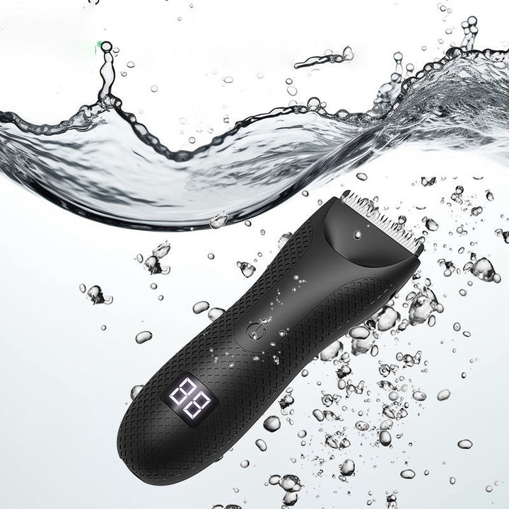 Tondeuse électrique HydroTrim pour rasage complet du corps et zones intimes, hygiène parfaite.