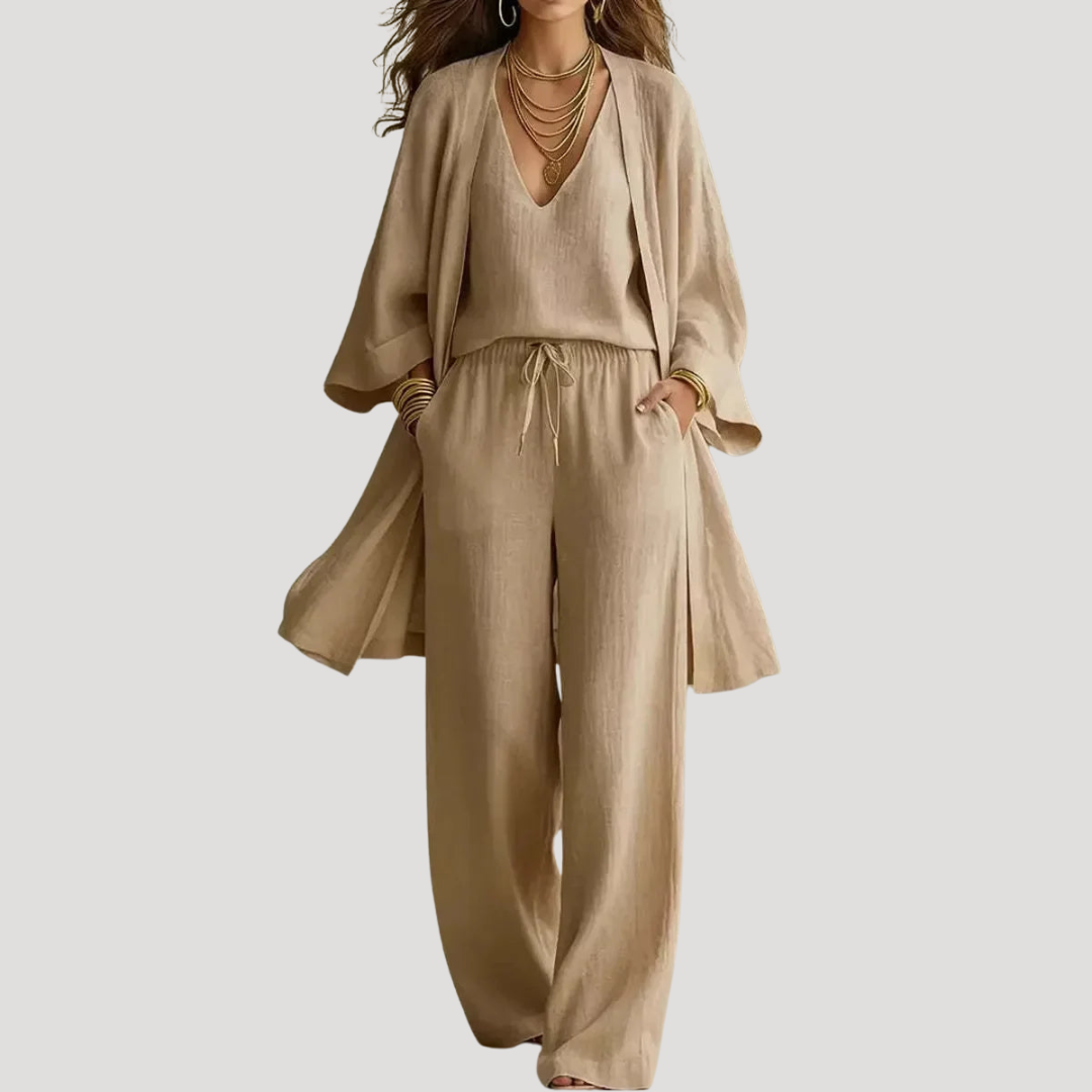 Tenue bohème femme décontractée : pantalon large confortable, blouse fluide & veste légère. Style chic polyvalent.
