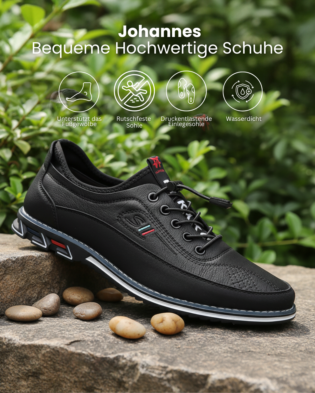 Chaussures homme Johannes respirantes avec lacets, semelle antidérapante pour un usage quotidien durable.