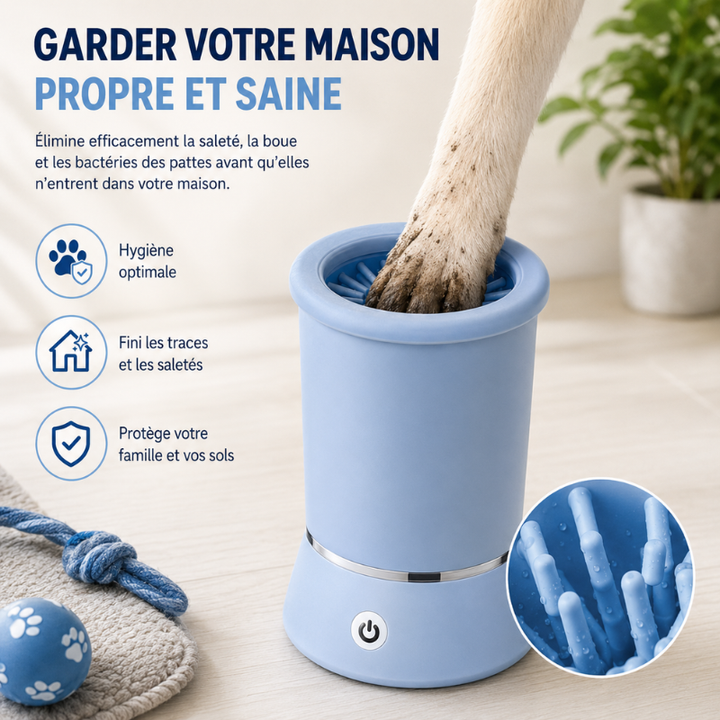 Nettoyeur de pattes portable pour chien, accessoire compact et pratique pour l'hygiène en déplacement.