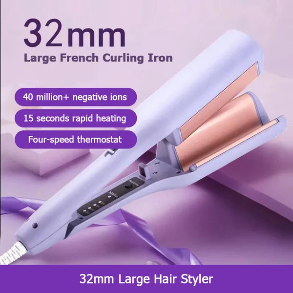 Cheveux bouclés magnifiquement avec la solution GlamCurl; coiffure glamour, onduleuse et durable pour femmes.