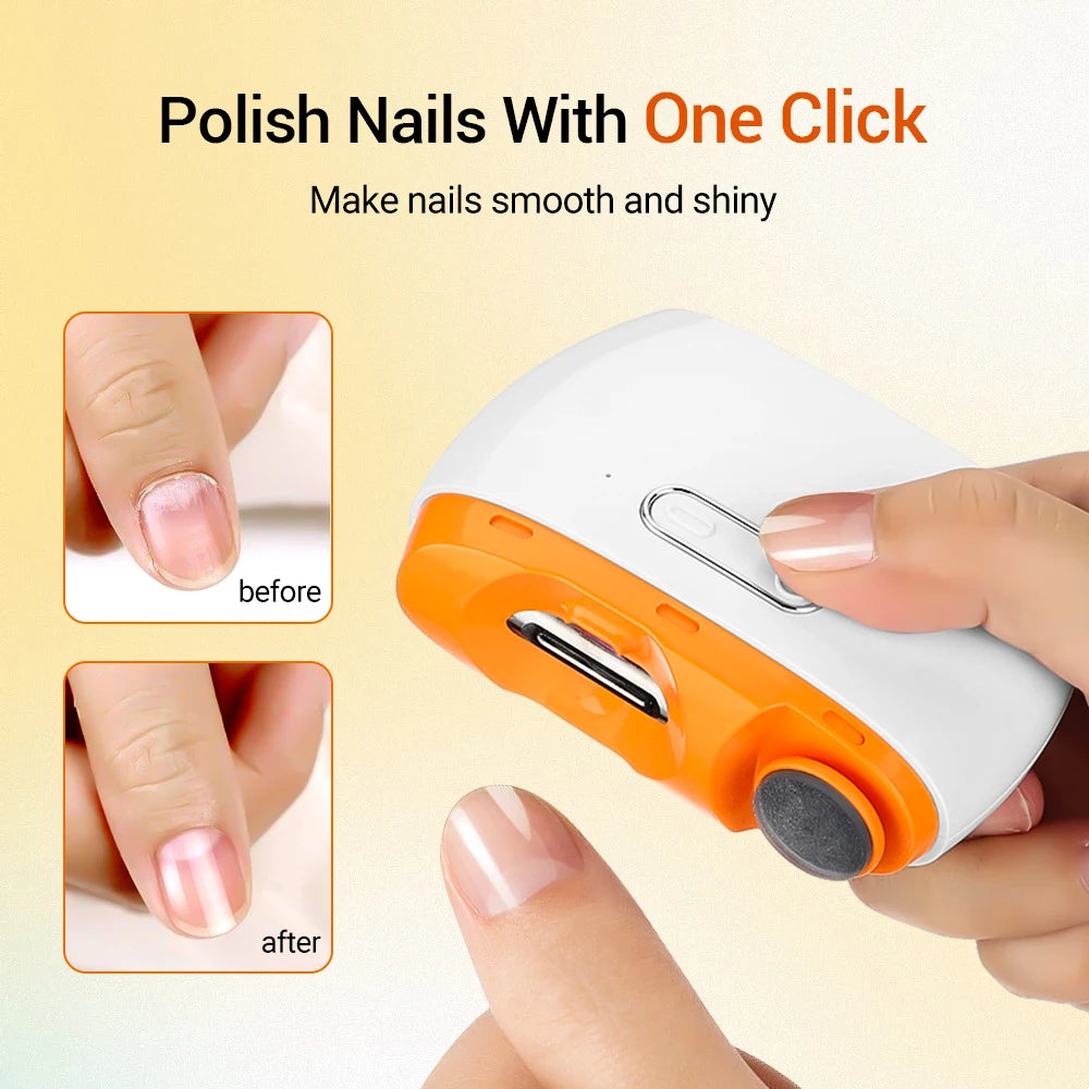 Appareil coupe-ongles électrique rechargeable USB-C, design portable pour manucure et pédicure à domicile.