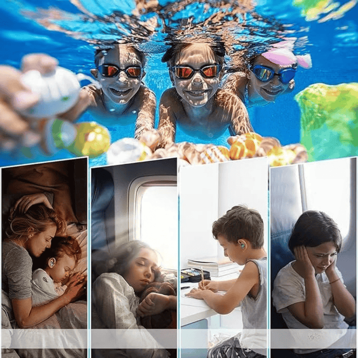 Bouchons d'oreilles silicone légers pour enfants et adultes. Anti-bruit sommeil, piscine.