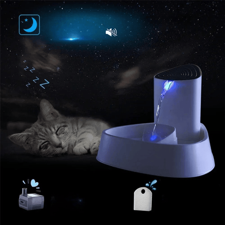 Gamelle d'eau automatique pour chats et petits chiens, garantit un accès constant à l'eau filtrée.