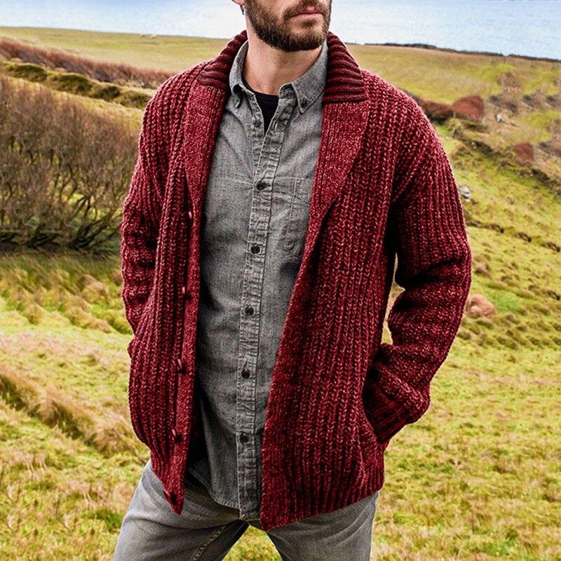Veste cardigan homme confortable pour l'automne-hiver, douce et chaude. Vêtement masculin décontracté.