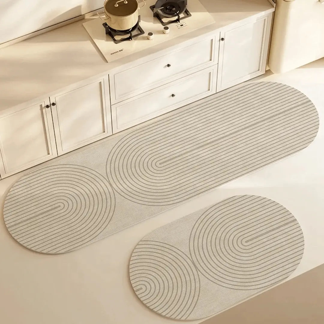 Tapis de cuisine absorbant et antidérapant DryLane en microfibre, sécurité et propreté du sol.