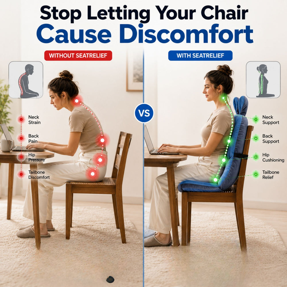 Coussin confort ergonomique pour siège de voiture. Offre un soutien lombaire et coccygien optimal en déplacement.