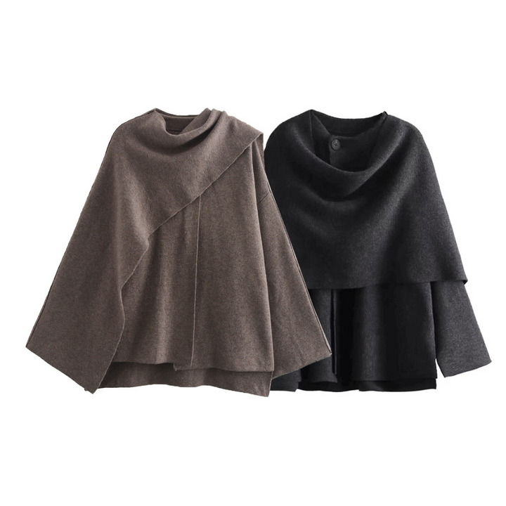 Poncho femme doux et asymétrique, parfait pour rester au chaud avec style durant les froides journées d'hiver.