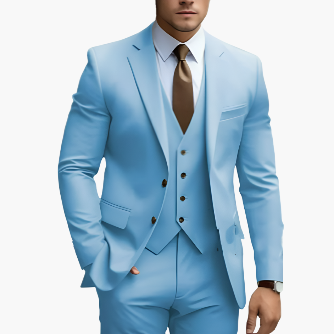 Complet homme formel, idéal pour cérémonie ou événement spécial. Style chic et moderne.