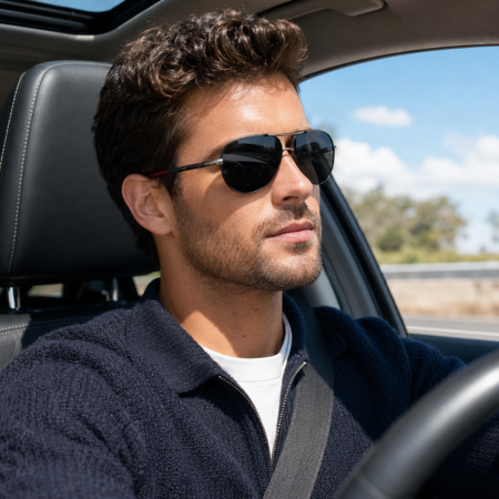 Protection UV et vision HD avec ces lunettes de soleil polarisées classiques pour hommes, idéales pour le plein air.