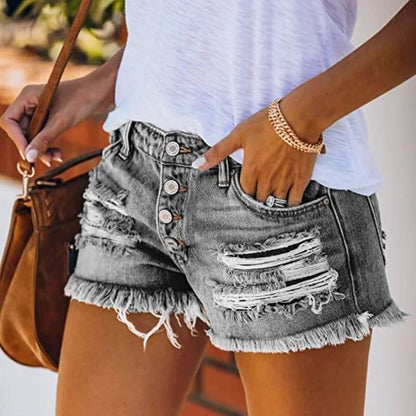 Trendiga Distressed Jeansshorts - Sommar