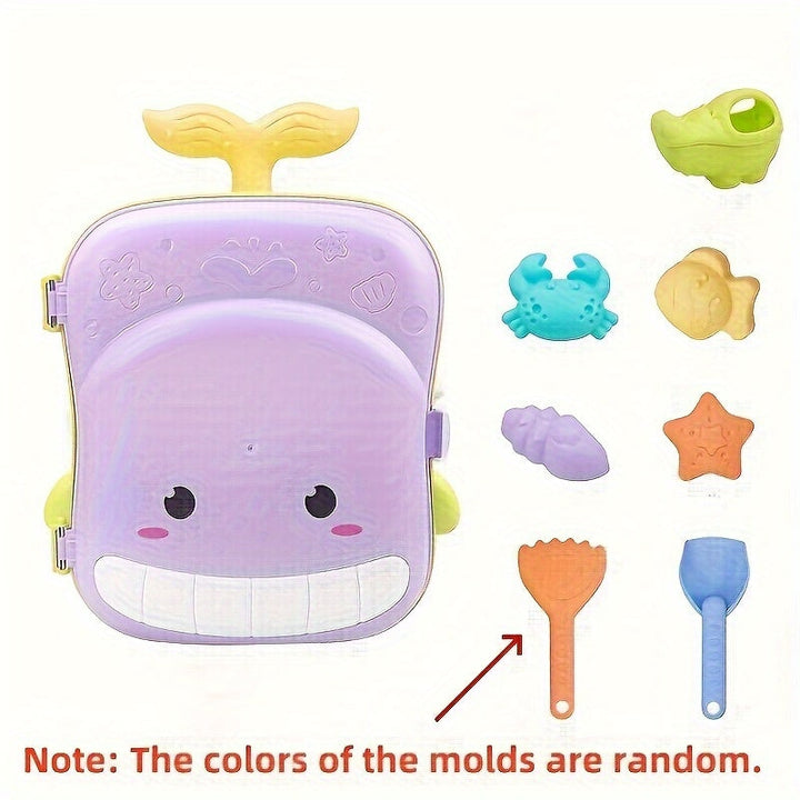 Kit de jeux d'eau et de sable : valise baleine avec accessoires pour bébé.