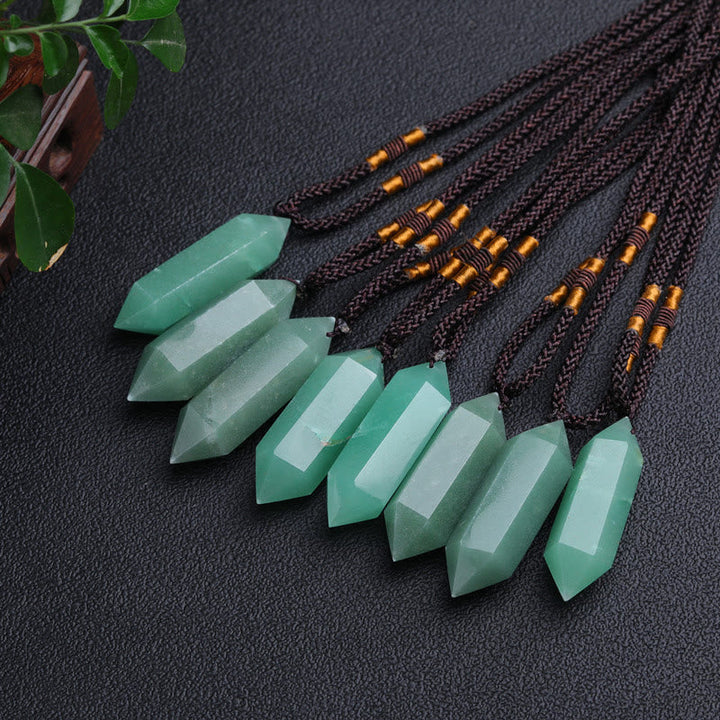Pendentif pierre naturelle, collier hexagone quartz fumé, protection et ancrage.