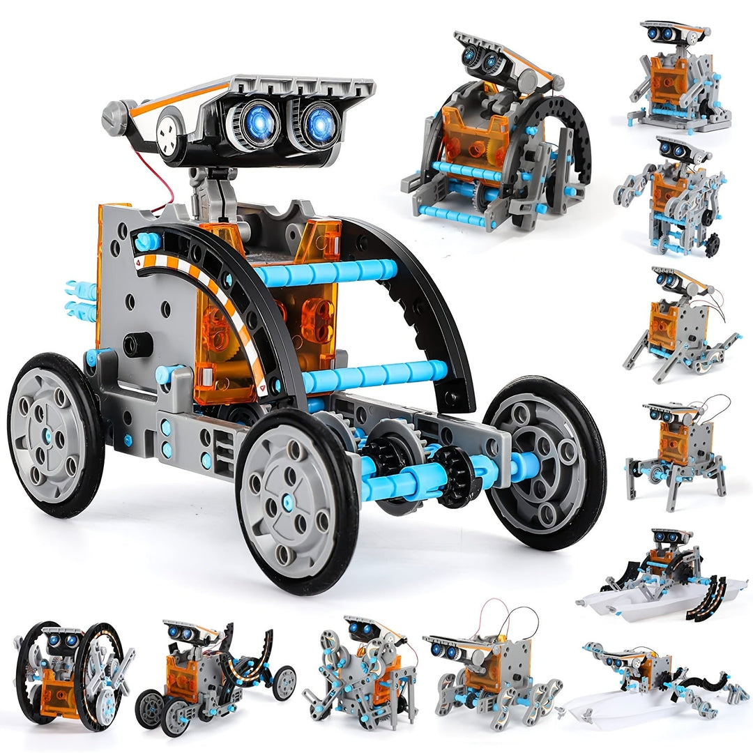 Cadeau enfant idéal: kit robot solaire éducatif 12-en-1 pour la construction et la robotique.
