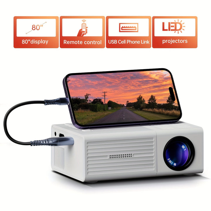 Projecteur portable HDTV pour cinéma maison, offre une vidéo de qualité supérieure et une image nette.