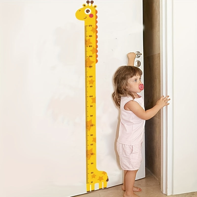 Autocollant mural girafe mignon pour chambre d'enfants, mètre de croissance pour mesurer la taille des bébés.