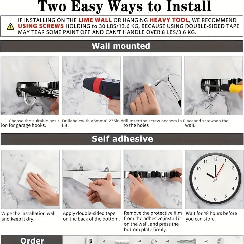 Solution de rangement murale en acier résistant à la corrosion, idéale pour garage et jardin.