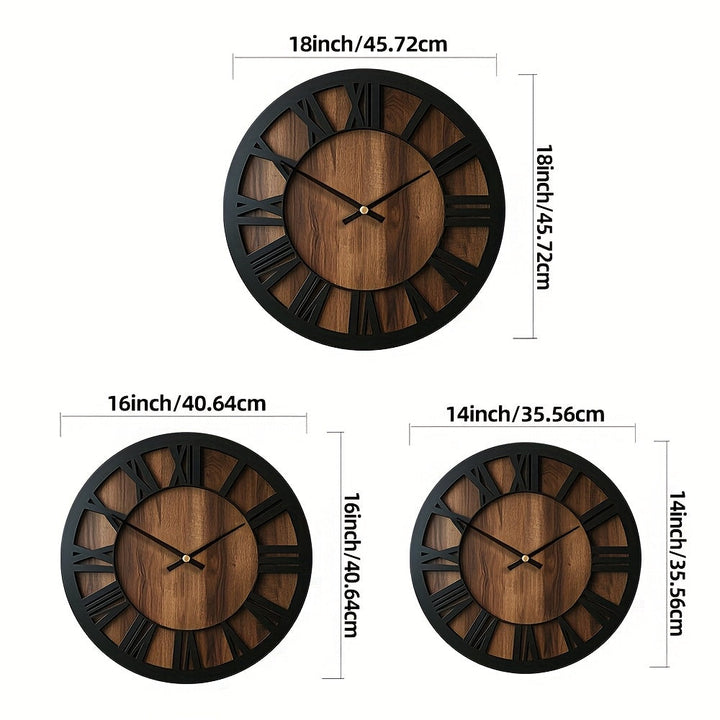 Horloge de salon en bois, ronde, silencieuse, ambiance calme et moderne assurée.