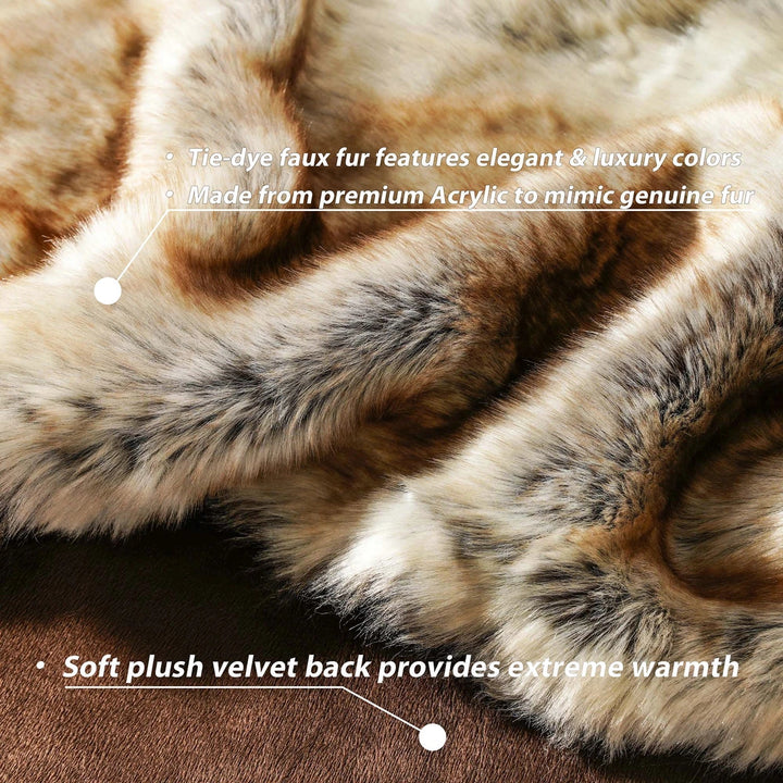 Plaid de luxe en fausse fourrure imitation renard, ajoute élégance et chaleur à votre salon ou chambre.
