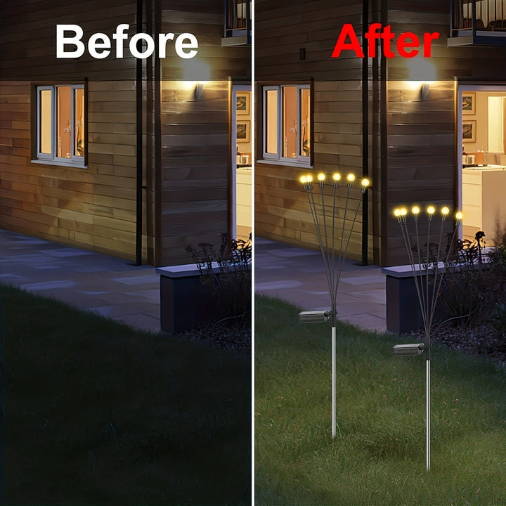 Lampes solaires LED pour fêtes, créant une ambiance lucioles scintillante. Décoration extérieure étanche pour festival.