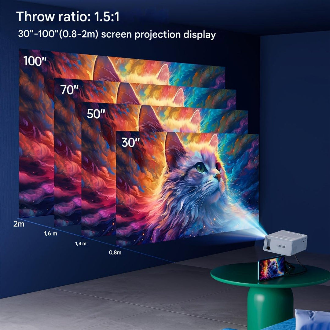 Expérience home cinéma immersive avec ce mini projecteur LumoBeam, portable et ultra-lumineux.