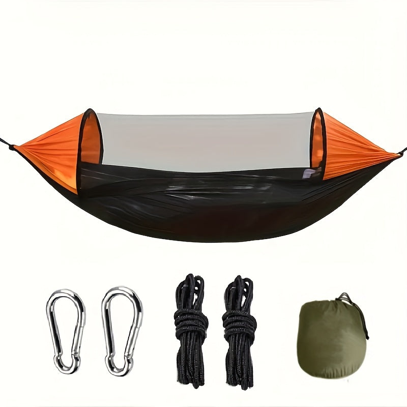 Hamac double anti-moustique pour extérieur, camping et jardin, offrant confort et protection.