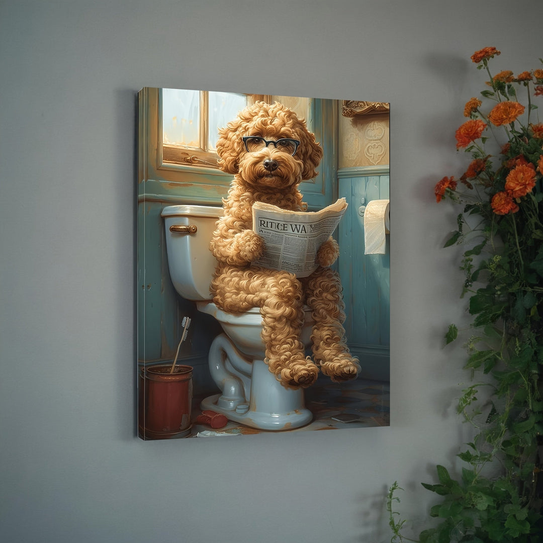 Art humoristique sur toile, tableau de chien drôle. Idéal comme décoration murale et cadeau original.
