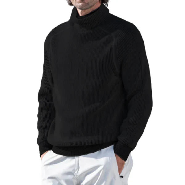 Pull-over col roulé élégant pour homme, parfait pour un style décontracté chic ou formel en hiver.