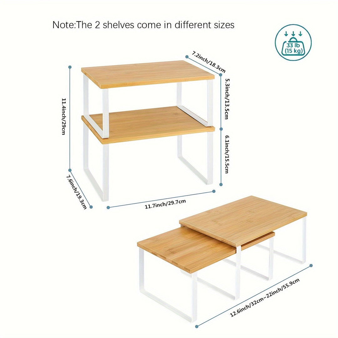 Étagères pratiques en bambou pour salle de bain, réglables, parfaites pour les produits de beauté et serviettes.