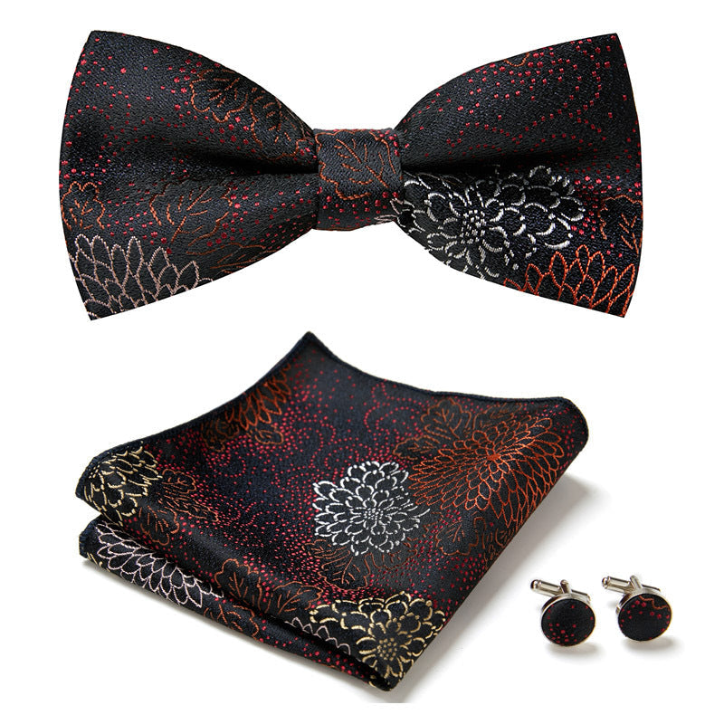 Set homme de cérémonie : nœud papillon, pochette, boutons de manchette, chic et tendance.