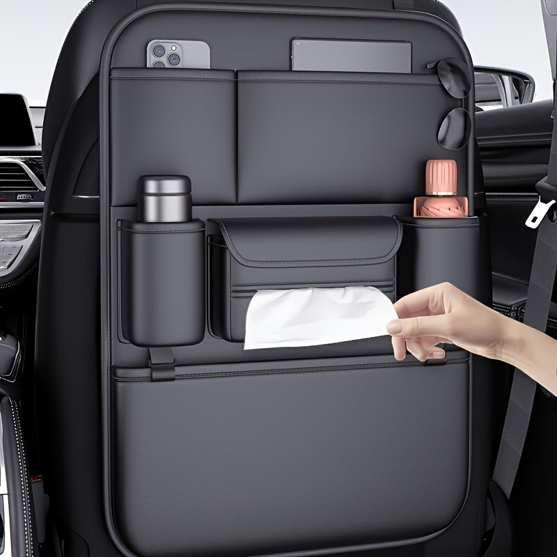 Maximisez l'espace : organisateur de siège auto en cuir PU, accessoire intérieur voiture pour un voyage organisé.
