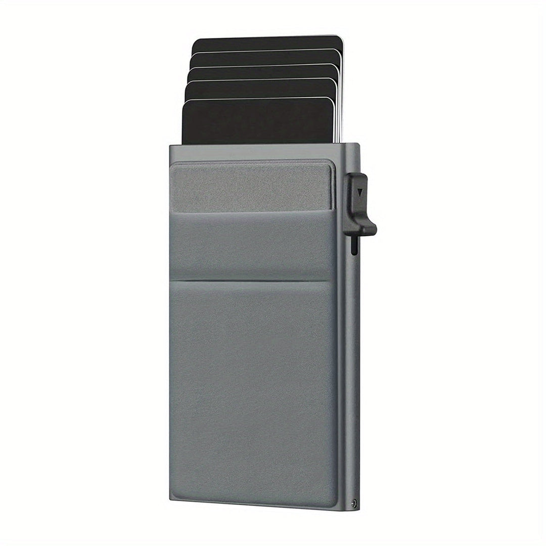 Cadeau homme: porte-cartes RFID compact à éjection automatique. Idéal pour sécurité des cartes bancaires.
