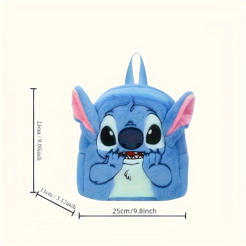 Sac à dos Stitch en peluche, conçu pour enfants, robuste et pratique pour les activités quotidiennes.