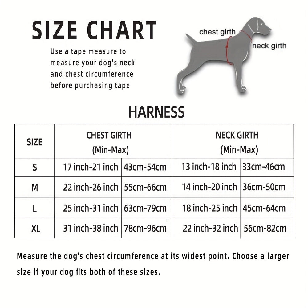 Harnais chien en tissu Oxford, ajustable. Confortable et durable pour entraînement et balades.